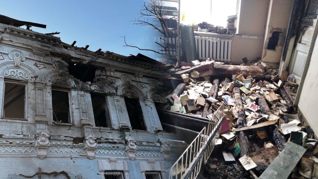 У бібліотеці в Новгороді-Сіверському після атаки дрона знищені 24 тисячі книжок